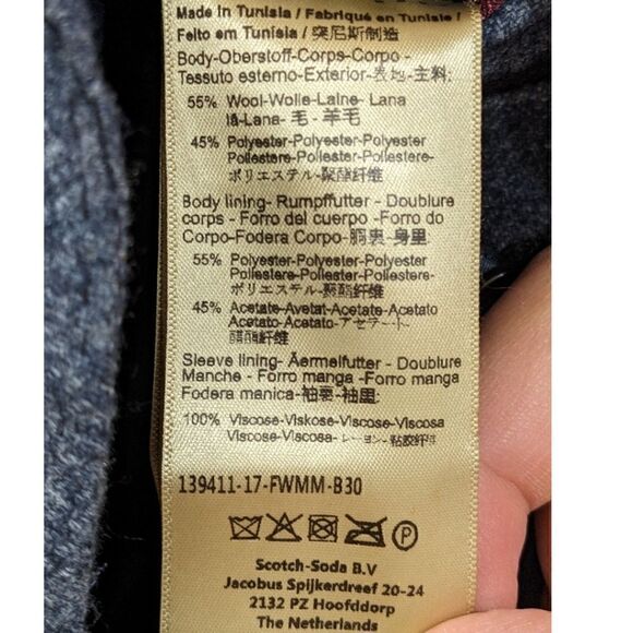 NEW Scotch & Soda Mens Blue Wool Blend Double Breasted Sport Blazer Coat L/50 - Picture 8 of 8